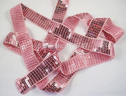 1"(22-25mm) Sequin Beading Lace Spangle Ribbon Trim 2*1yards (Pink)