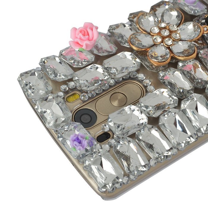 Spritech(TM) Bling Phone Case For LG K7/LG Tribute 5,3D Handmade Silver Crystal Flower Pendant Accessary Design... N11