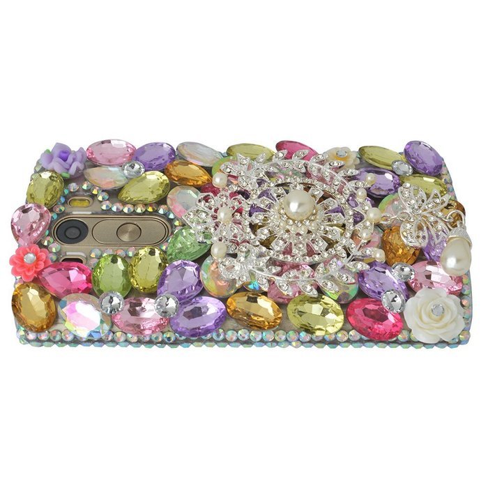 Spritech(TM) Bling Phone Case For LG K7/LG Tribute 5,3D Handmade Silver Crystal Flower Pendant Accessary Design... N15