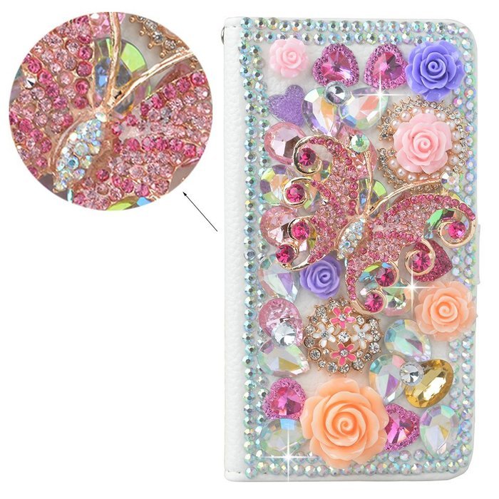 Spritech(TM) PU Leather Bling Phone Case for Samsung Galaxy Grand Prime G530 2015 Edition,Handmade Purple Crystal... N41