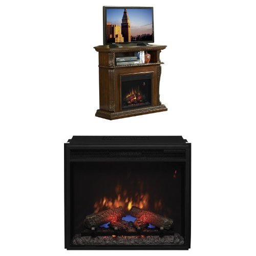 Complete Set Corinth Media Mantel in Vintage Cherry with 23" Spectrafire Plust Insert with Safer Plug