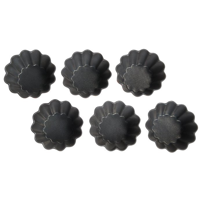Microstoven Fluted Flan [Set of 6] Size: 5", Color: Black
