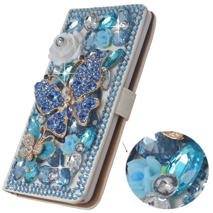 Spritech(TM) PU Leather Bling Phone Case for Samsung Galaxy Grand Prime G530 2015 Edition,Handmade Purple Crystal... N49