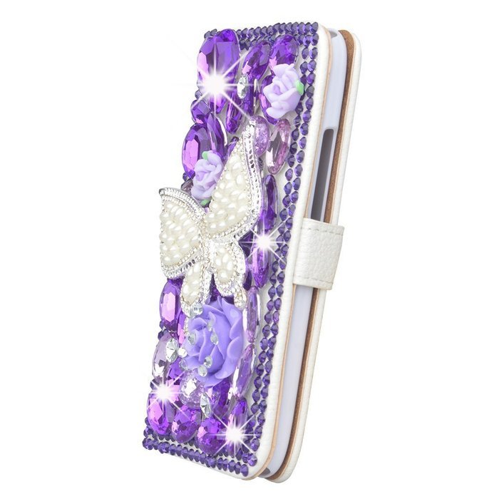 Spritech(TM) PU Leather Bling Phone Case for Samsung Galaxy Grand Prime G530 2015 Edition,Handmade Purple Crystal... N55