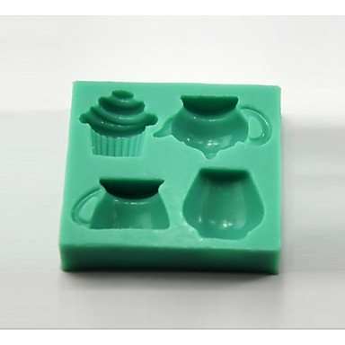 Sher Teapot Teacup Cupcake Shaped Fondant Cake Mould Chocolate Silicone Mold/Decoration Tools For Kitchen Baking