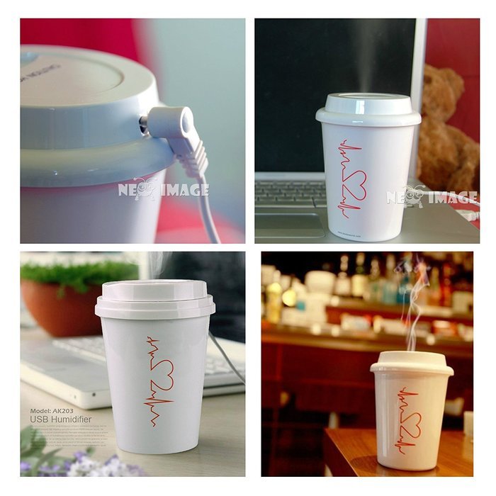 ALPHELIGANCE Mini Coffee Cup Mist Humidifier USB Powered Air Purification for Home,Office or Car N4