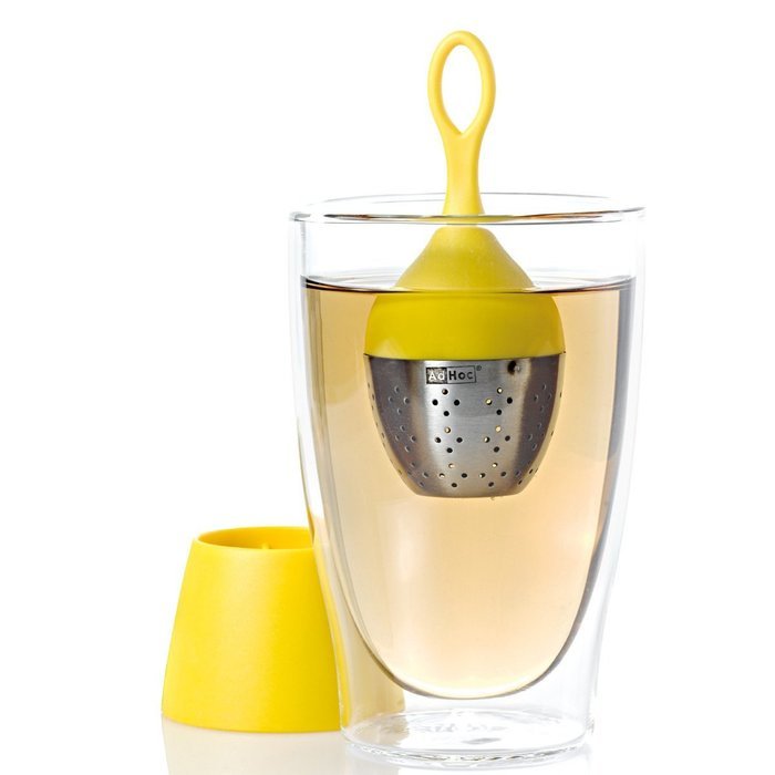 AdHoc Floating Tea Egg, Infuser with Stand, Ready to Use, Stainless Steel / Nylon Green, 13 cm, TE08