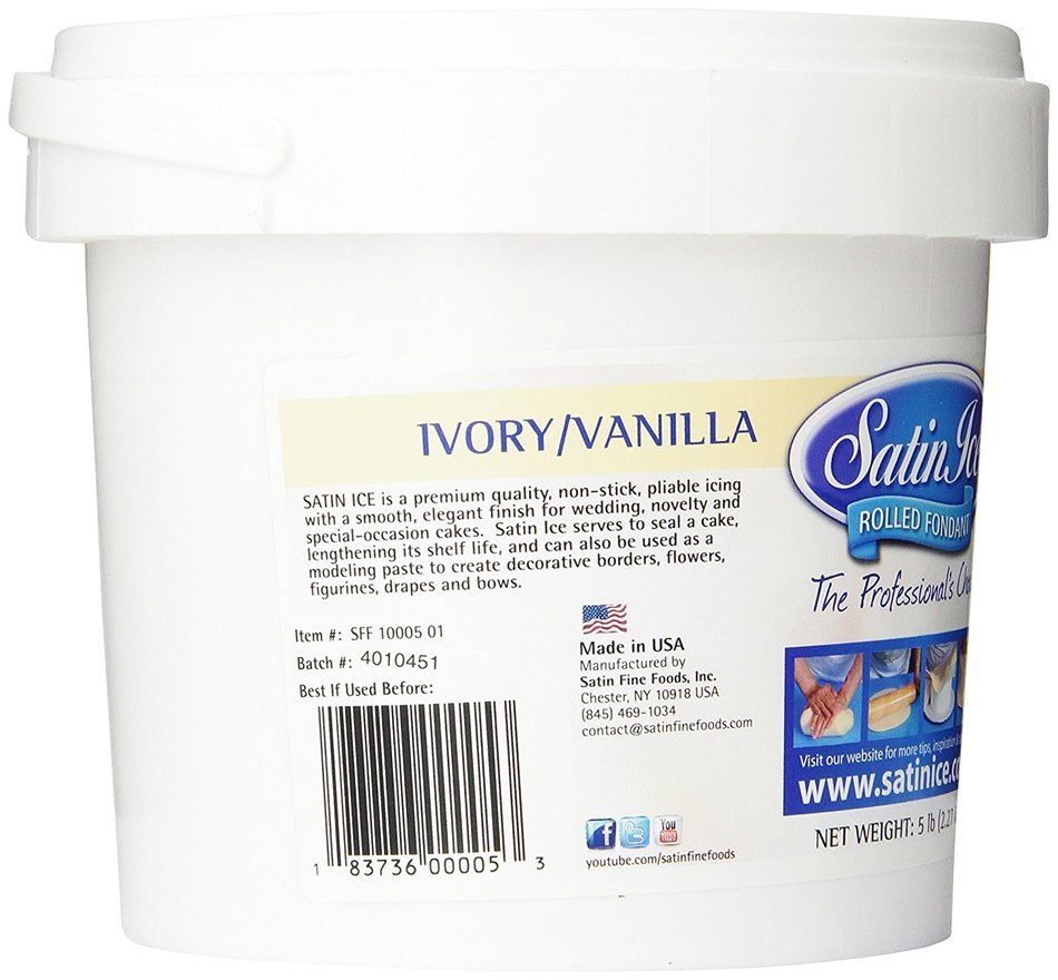 Satin Ice Black/Vanilla Rolled Fondant, 5 lb Tub N2