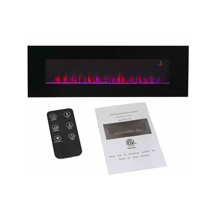 Contemporary Electric Fireplace Black 50" Wall Mount Heater Multicolor flame Most Sold Item N3