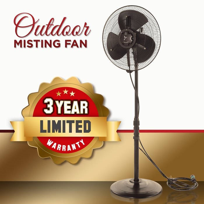 Outdoor Misting Fan (Basic) - 3 Speed - Variable Mist - All Weather Pedestal Fan N4