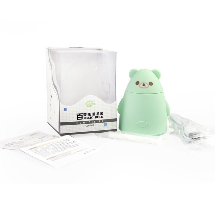 Topbeu Mini Bear Ultrasonic USB Powered Humidifier for Office Single Room (Green) N7
