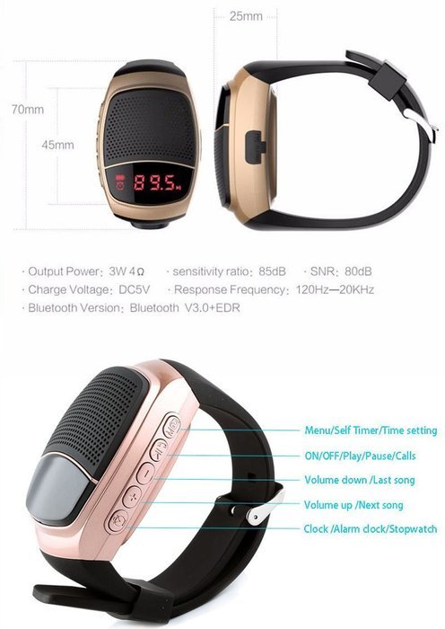 HONGYU Multifunctional Bluetooth Speaker Sports Watch , Portable Mini Bluetooth Watch Wireless Speaker , TF+Bluetooth... N6