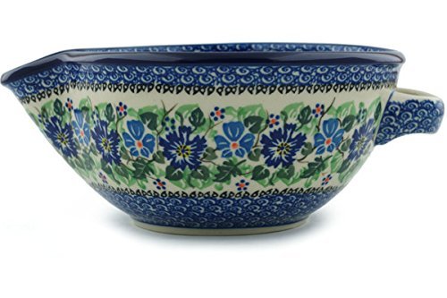 Polish Pottery Batter Bowl 9-inch Morning Glory Wreath UNIKAT