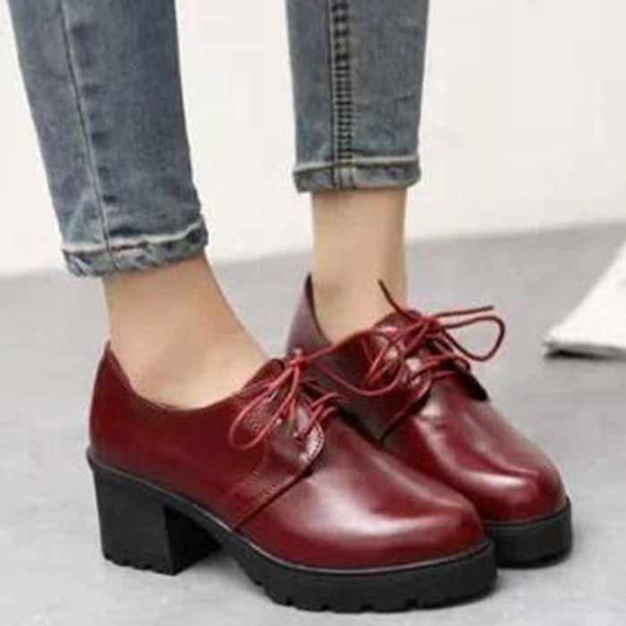Spritech(TM) Fashion Non-slip Winter Chunky Heel British Style Ankle Boot Leather Boots for Girls Womens Wine... N12
