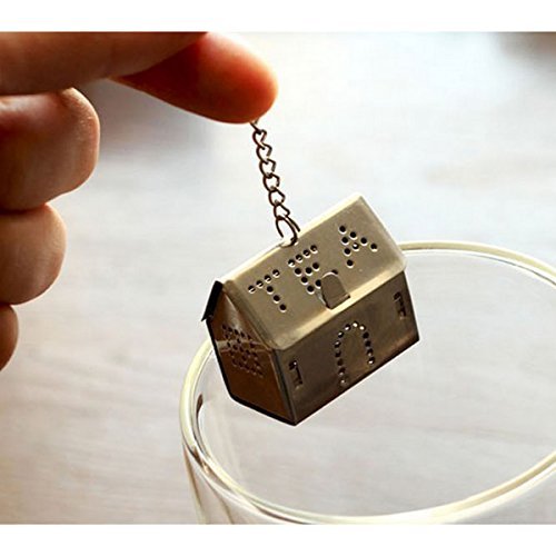 HeroNeo&reg; Stainless Steel House Shaped Tea Leaf Bag Spice Strainer Locking Mesh Infuser