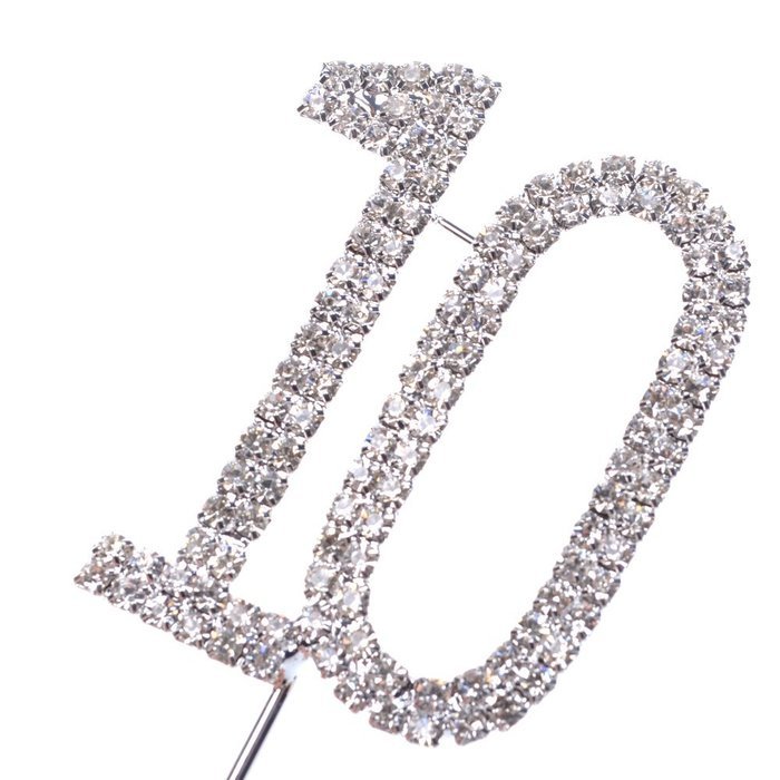 Cosmos &reg; Rhinestone Crystal Silver Number 70 Birthday 70th Anniversary Cake Topper