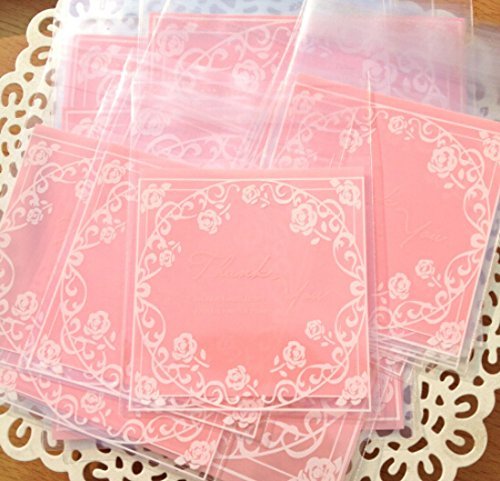 100 PCS Lovely Cute Bowknot OPP Self Adhesive Cookie Bakery Candy Biscuit Roasting Treat Gift DIY Plastic Bag... N3