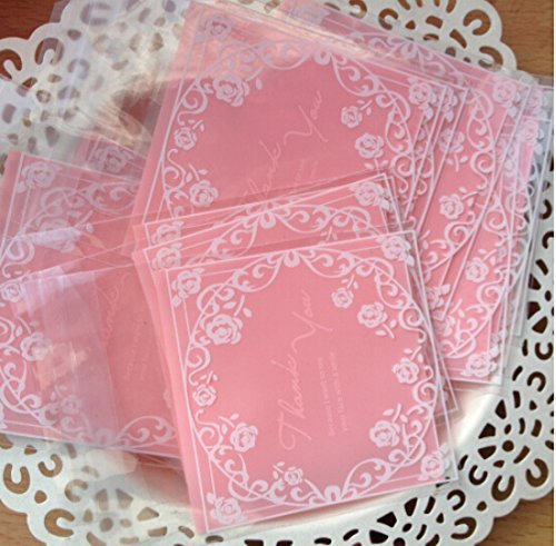 100 PCS Lovely Cute Bowknot OPP Self Adhesive Cookie Bakery Candy Biscuit Roasting Treat Gift DIY Plastic Bag... N4