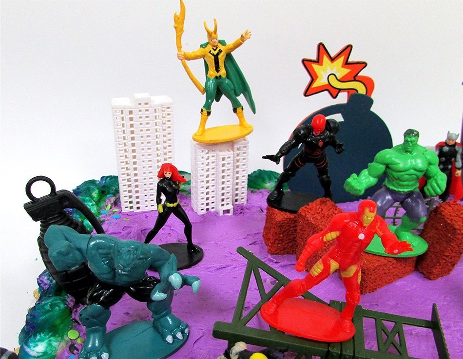 20 Piece AVENGERS & FRIENDS SUPER HERO Birthday Cake Topper Set Featuring Avenger Super Hero Crew Characters and...