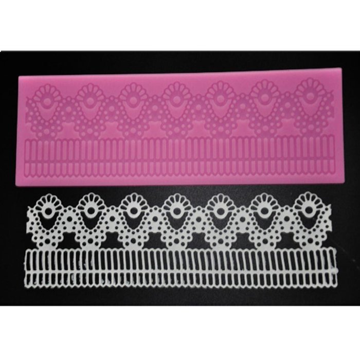FOUR-C Sugar Craft Tools Silicone Cake Mat Sweet Lace Mould for Baking Color Pink