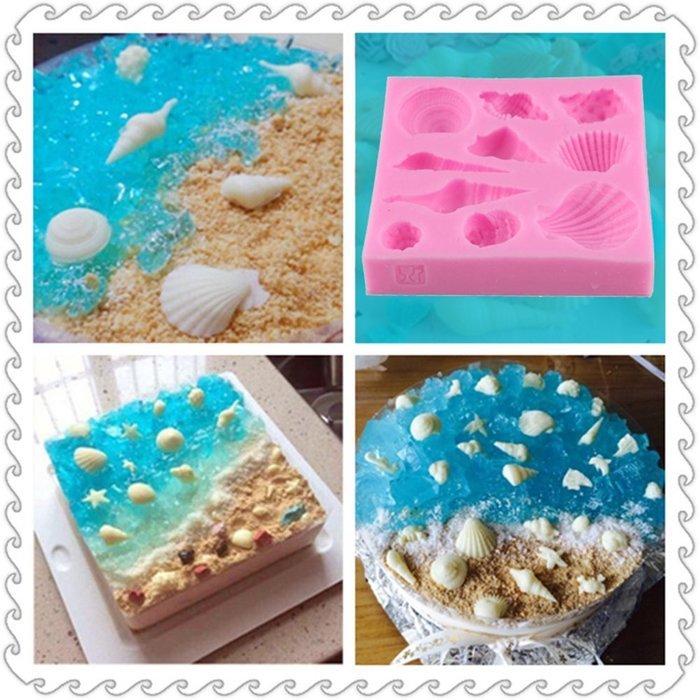 Beauty Clubs 3D Seashell Conch Shape Silicone Cake Mold Fondant Candy Tools N5