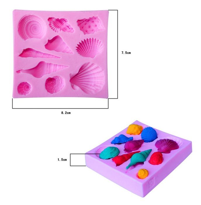 Beauty Clubs 3D Seashell Conch Shape Silicone Cake Mold Fondant Candy Tools N6