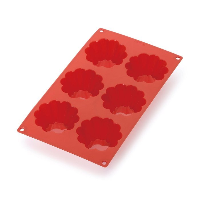 Lekue 6 Cavities Briochette Multi Cavity Baking Mold, Red