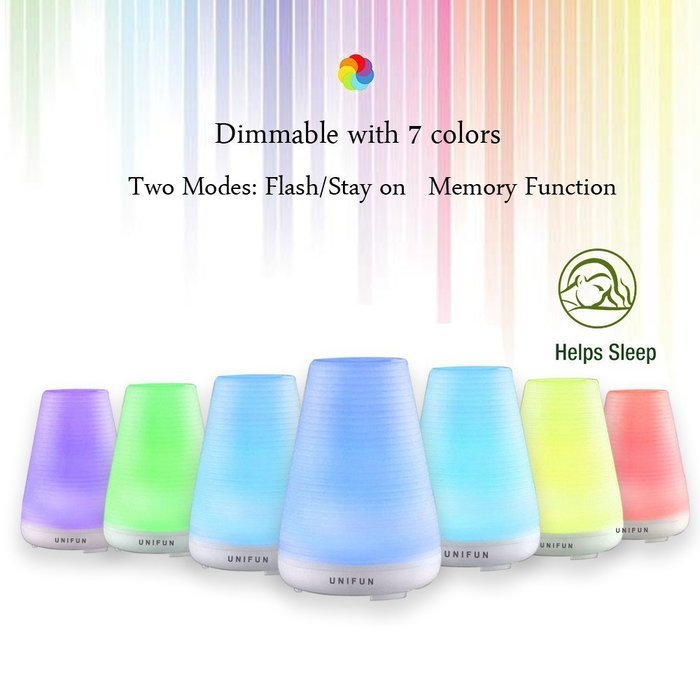 Essential Oil Diffuser, UNIFUN 100ml Air Humidifier | Ultrasonic Aromatherapy Diffuser with Adjustable Mist Mode... N8