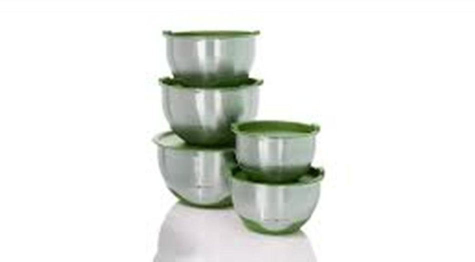 Simply Ming 10-Piece Stainless Steel Mixing Bowl Set - Green