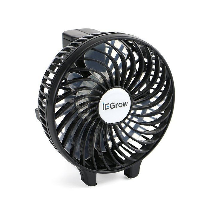 iEGrow Portable USB Mini Battery Fans with Umbrella Hanging and Metal Clip(Black) N10