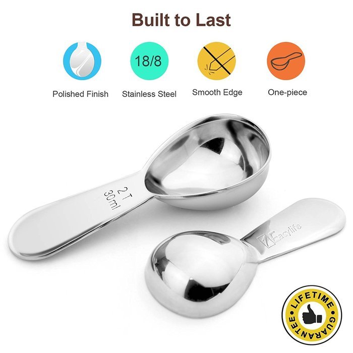 1Easylife Endurance 18/8 Stainless Steel Coffee Scoops Set, 2 Piece Ergonomic Measuring Spoons, 1 Tbsp & 2 Tbsp...