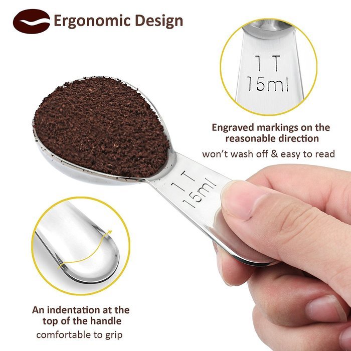 1Easylife Endurance 18/8 Stainless Steel Coffee Scoops Set, 2 Piece Ergonomic Measuring Spoons, 1 Tbsp & 2 Tbsp... N2