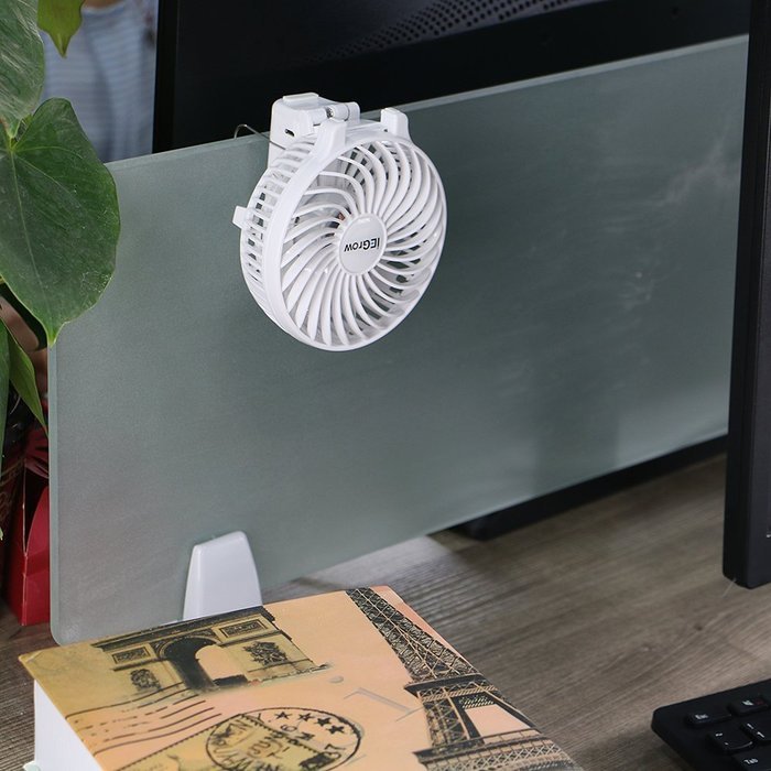 iEGrow Portable USB Mini Battery Fans with Umbrella Hanging and Metal Clip(Black) N14