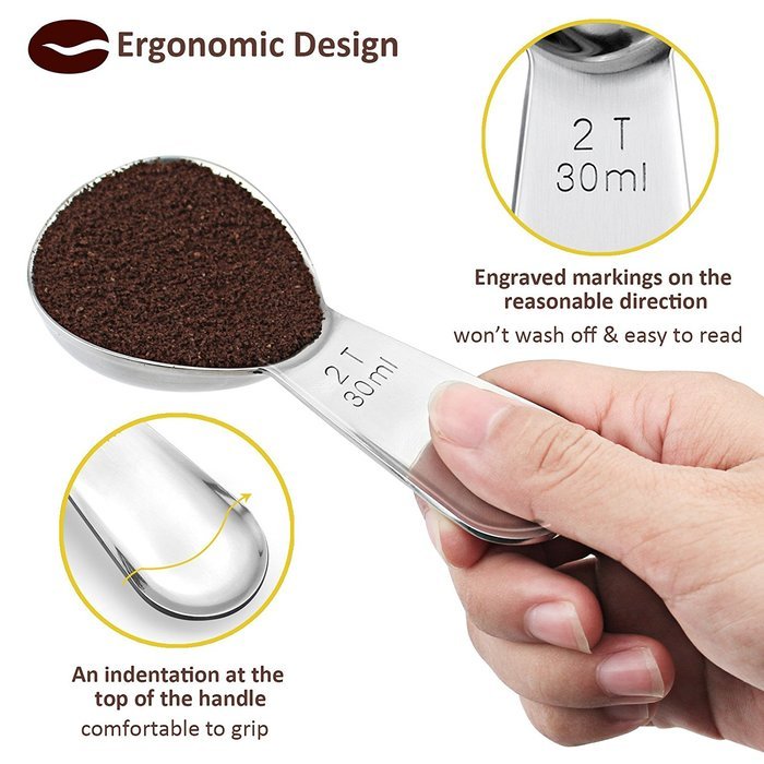 1Easylife Endurance 18/8 Stainless Steel Coffee Scoops Set, 2 Piece Ergonomic Measuring Spoons, 1 Tbsp & 2 Tbsp... N3