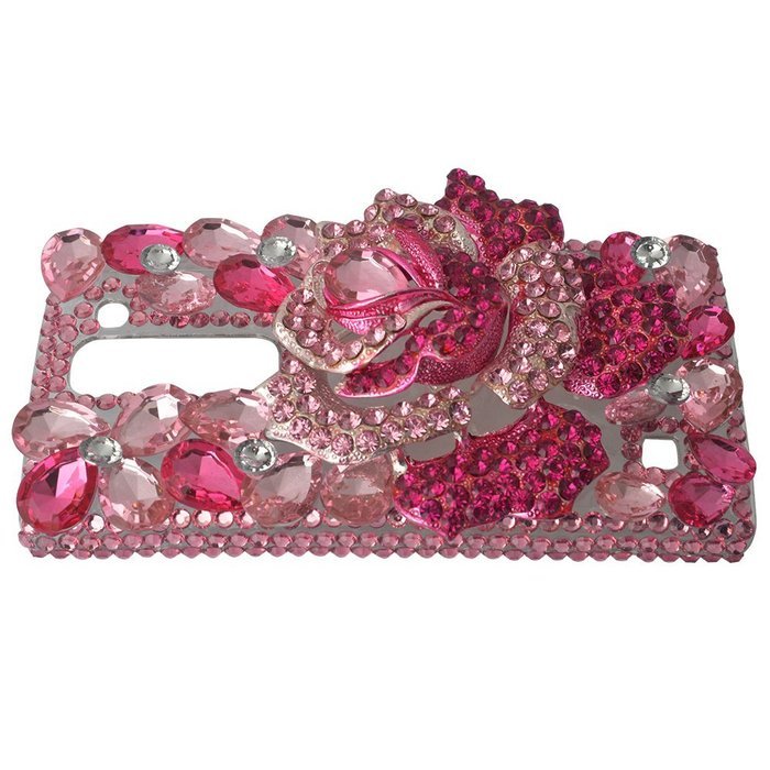 Spritech(TM) Bling Clear Phone Case For LG spirit h440 C70/LG Escape 2/LG Logos/LG Spirit 4G LTE,3D Handmade Rose... N49