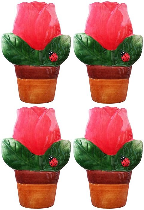 AD Trend "Italian Style" 27701 Radiators Humidifier, Ceramic, Red Tulip Flower Pot Shape (Pack of 4)