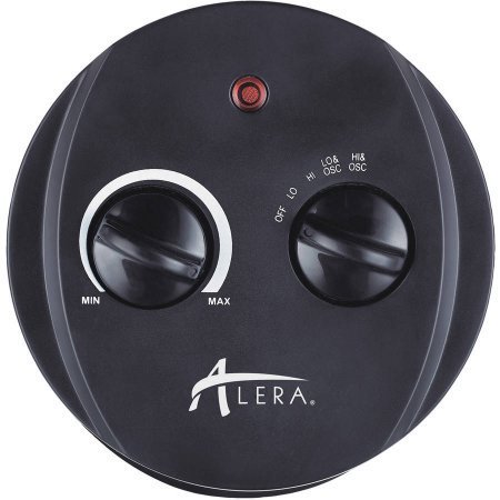 Alera Durable, Efficient,, Oscillating Mini Tower Ceramic Powerful Heater, 7 3/8"W x 7 3/8"D x 17 3/8"H, Black N2