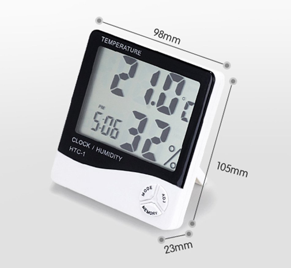 Digital LCD Thermometer Hygrometer Temperature Humidity Meter Gauge Clock Alarm N6