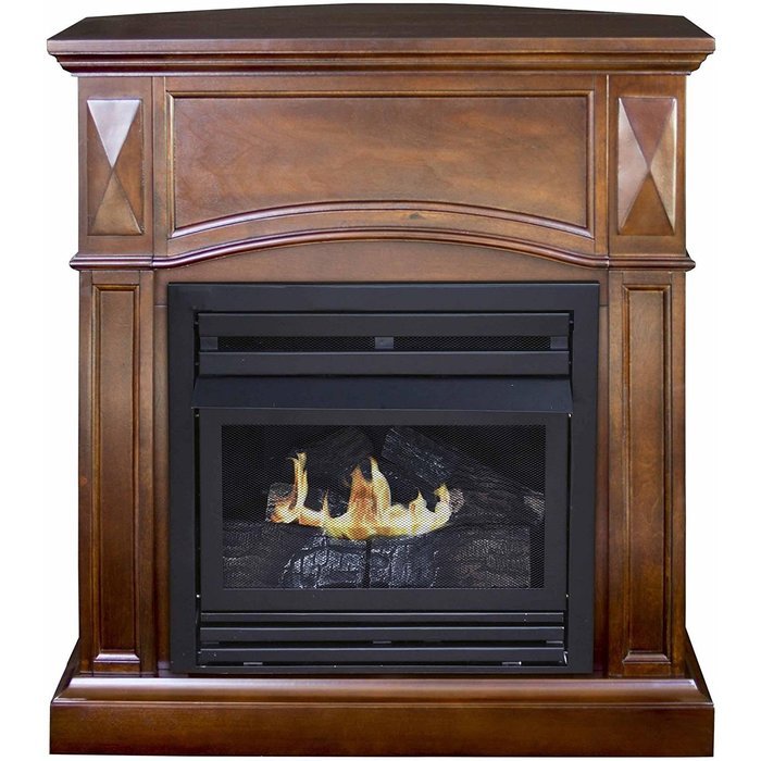 36" Dual Fuel Technology (LP or NG), Compact Cherry Vent-Free Fireplace System, 20,000 BTUs, Red N2