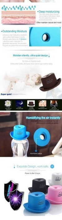 BESTBY Mini cowboy hat humidifier creative cowboy hat gift office moisturizing portable humidifier for Home/office... N7