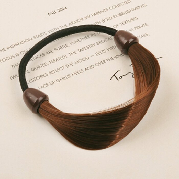 KAKA(TM) Women Girl Korean Stylish Dark Brown Wig Rope Hair Band Accessories N7