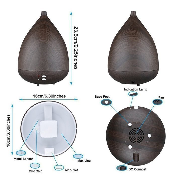 Aphser Essential Oil Diffuser Wood Grain 300ML Cool Mist Ultrasonic Humidifier Aromatherapy Personal Diffusion...
