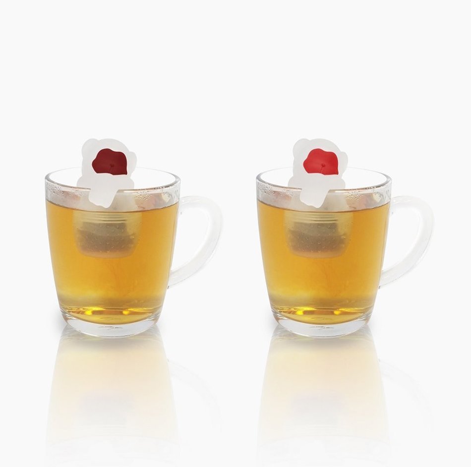 Teamong Tea Infuser Strainer Ball Food Grade Silicone Green Loose Leaf Korean (Red)