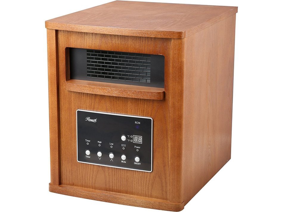 Rosewill RHWH-14002 1500 Watt Oak Wooden Cabinet Finish Room Space Heater with 6 Infrared Heating Element Tubes... N3