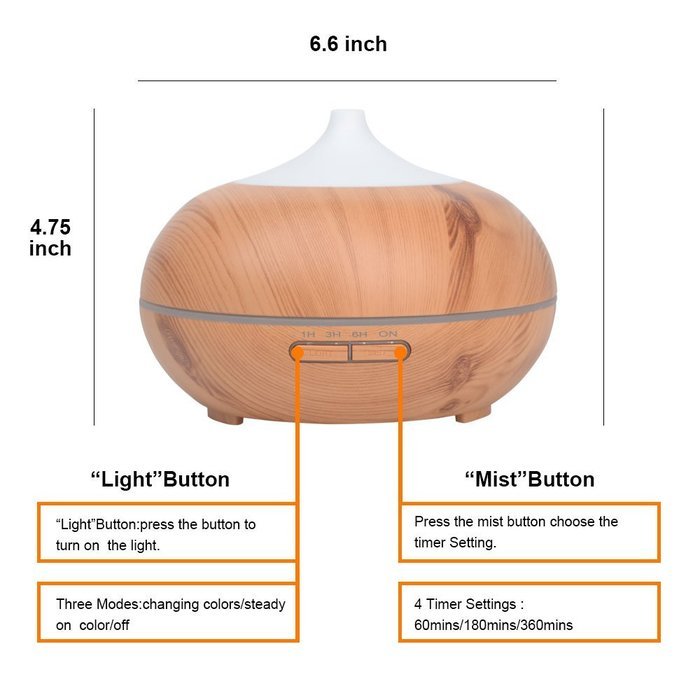 Mijoyee 300ml Aroma Essential Oil Diffuser with 7 Color shades, Ultrasonic Cool Mist Humidifier, For Home, Office... N10