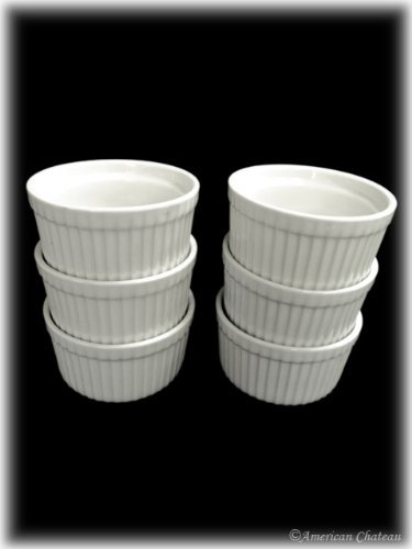 Ramekin Set Lot 6 White Porcelain 3 oz Dessert Oven Safe Ramekins Dish