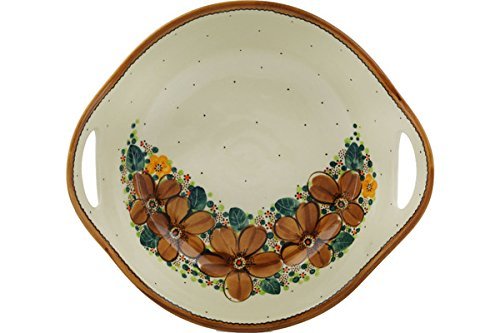Polish Pottery Bowl with Handles 12-inch UNIKAT N2