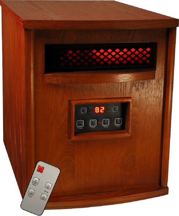 TW1500 Electric Portable 1500 Watt Infrared Heater with Remote Control - Cherry