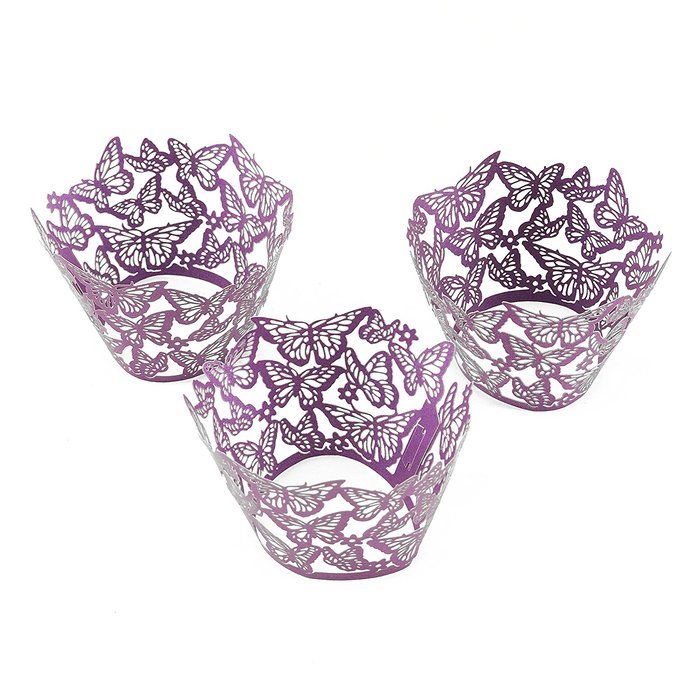 Aiyaya Filigree Artistic Muffin Case Cupcake Paper Cup Liners Little Vine Lace Laser Cupcake Wrappers for Wedding...