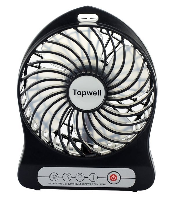 Topwell&reg; 4-inch Vanes 3 Speeds Electric Portable Mini fan Rechargeable Desktop Fan Battery/ USB Powered Laptop... N9